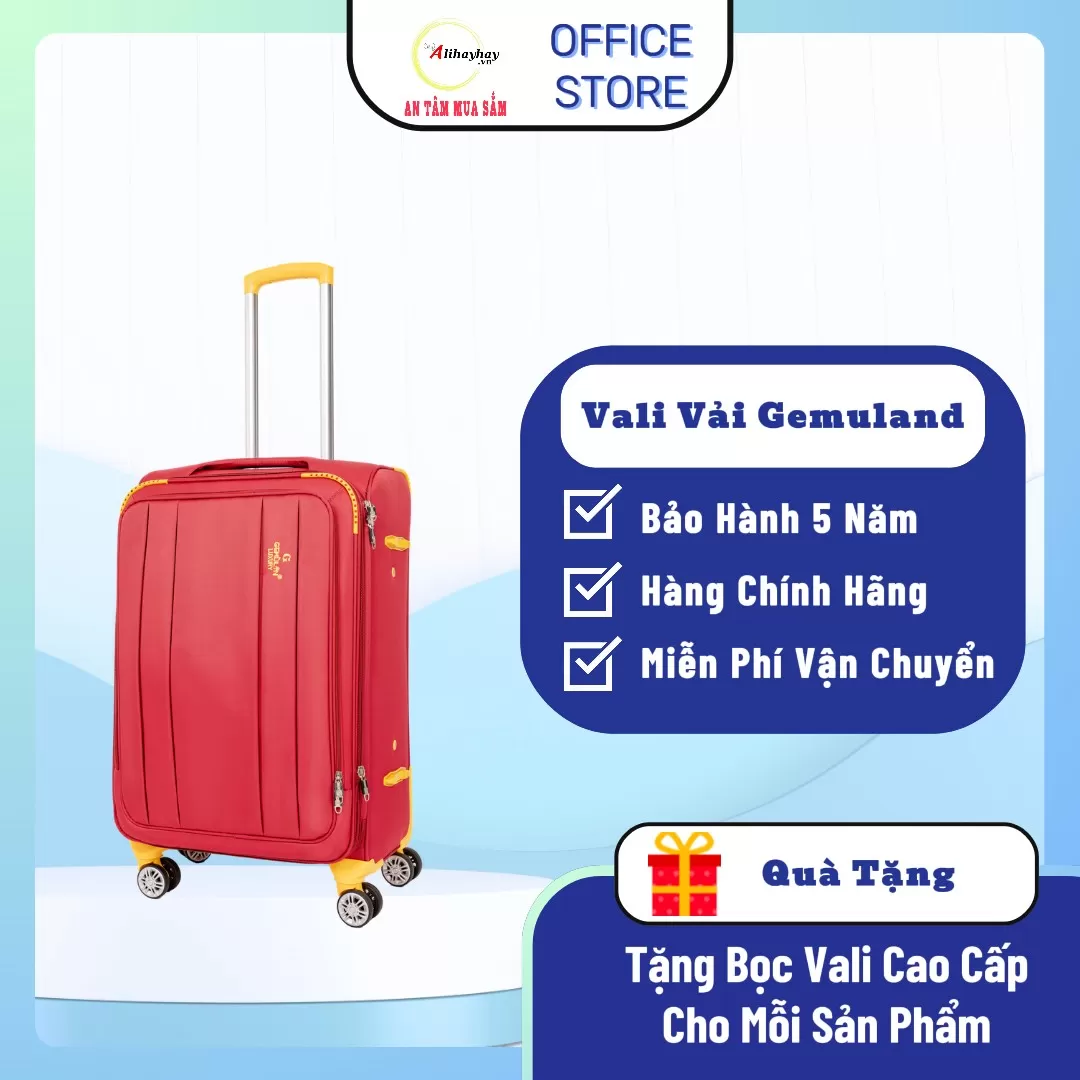 Vali vải GENMULAN Luxury mầu đỏ Dull( FREE SHIP toàn quốc)