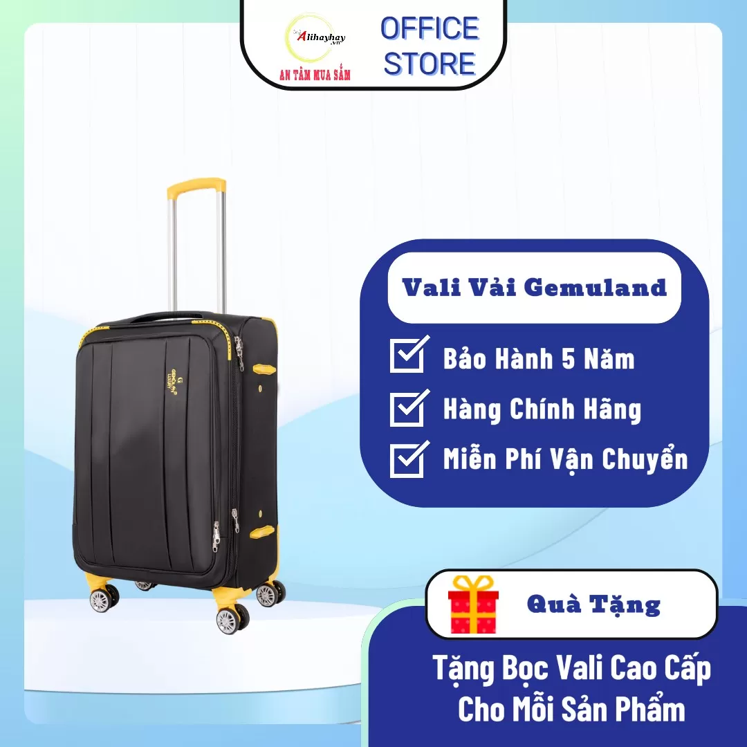 Vali vải  GENMULAN Luxury mầu đen ( FREE SHIP toàn quốc)