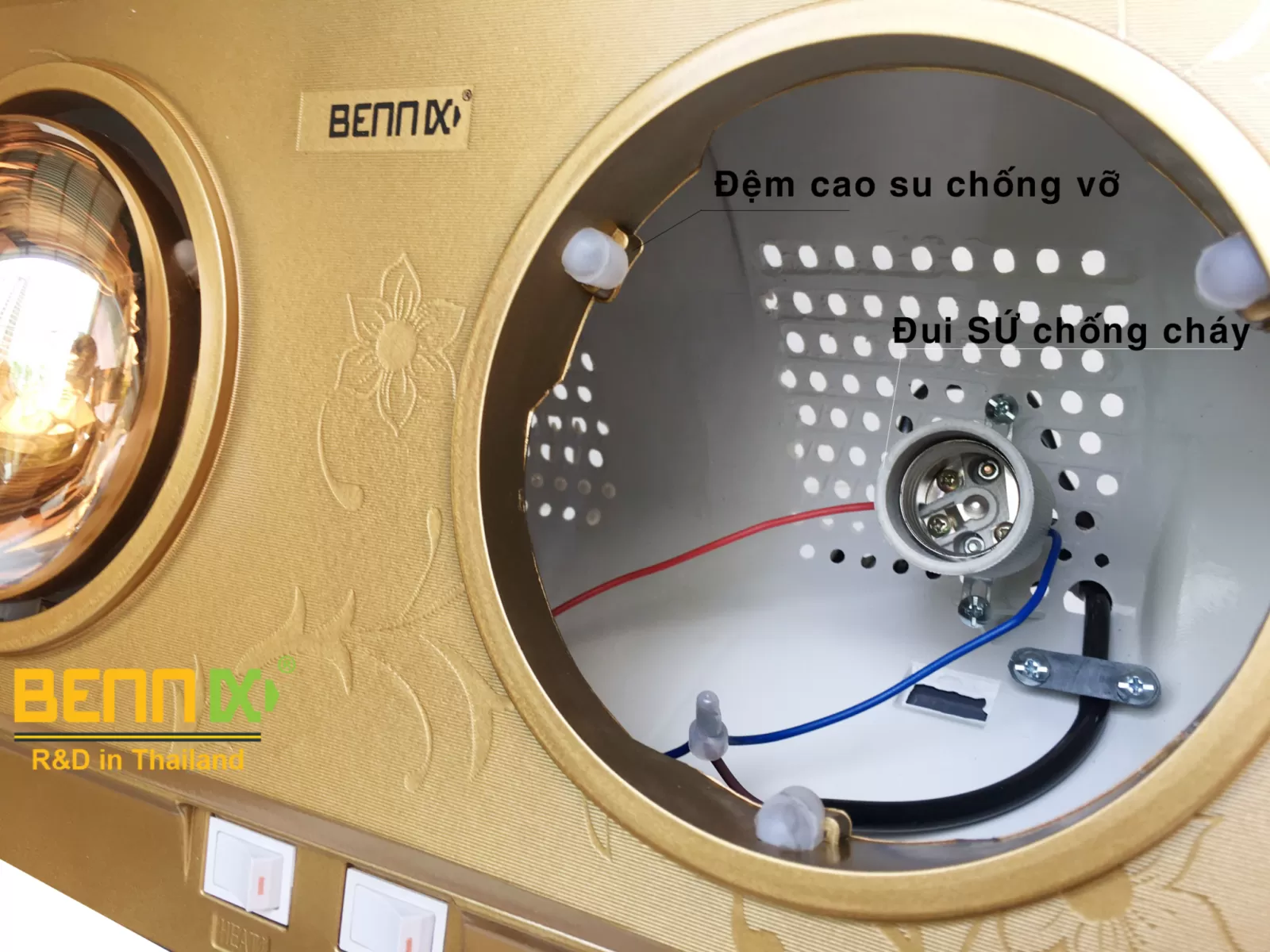 Đèn sưởi nhà tắm Bennix 2 bóng BN-02BG Plus