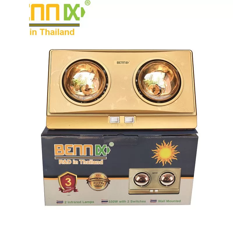 Đèn sưởi nhà tắm Bennix 2 bóng BN-02BG Plus