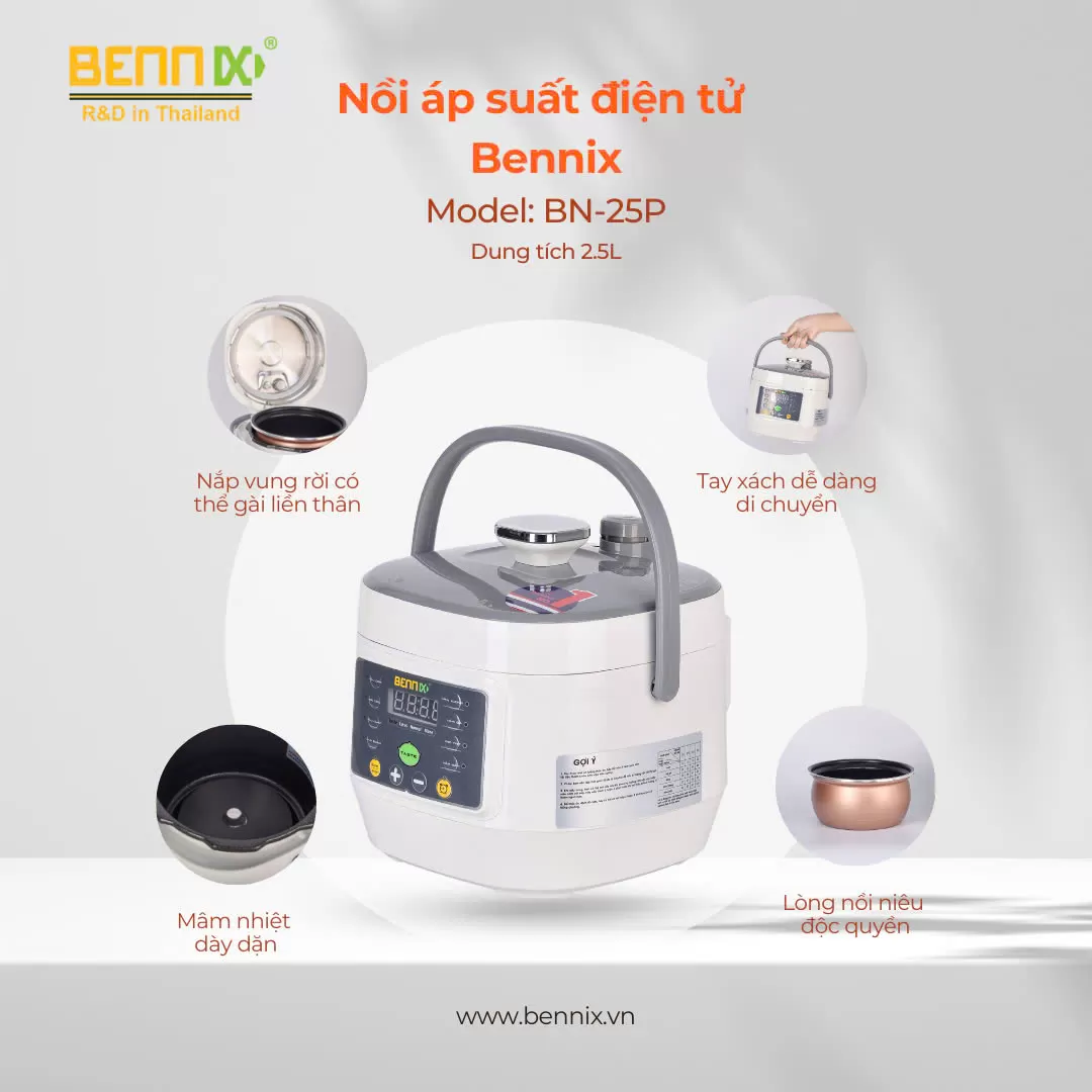 NỒI ÁP SUẤT ĐIỆN TỬ BENNIX BN-25P DUNG TÍCH 2,5L