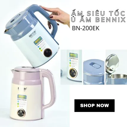 Ấm Siêu Tốc Bennix BN-200EK 2 Lít - Đun Nước Nhanh Chóng, Tiết Kiệm Thời Gian