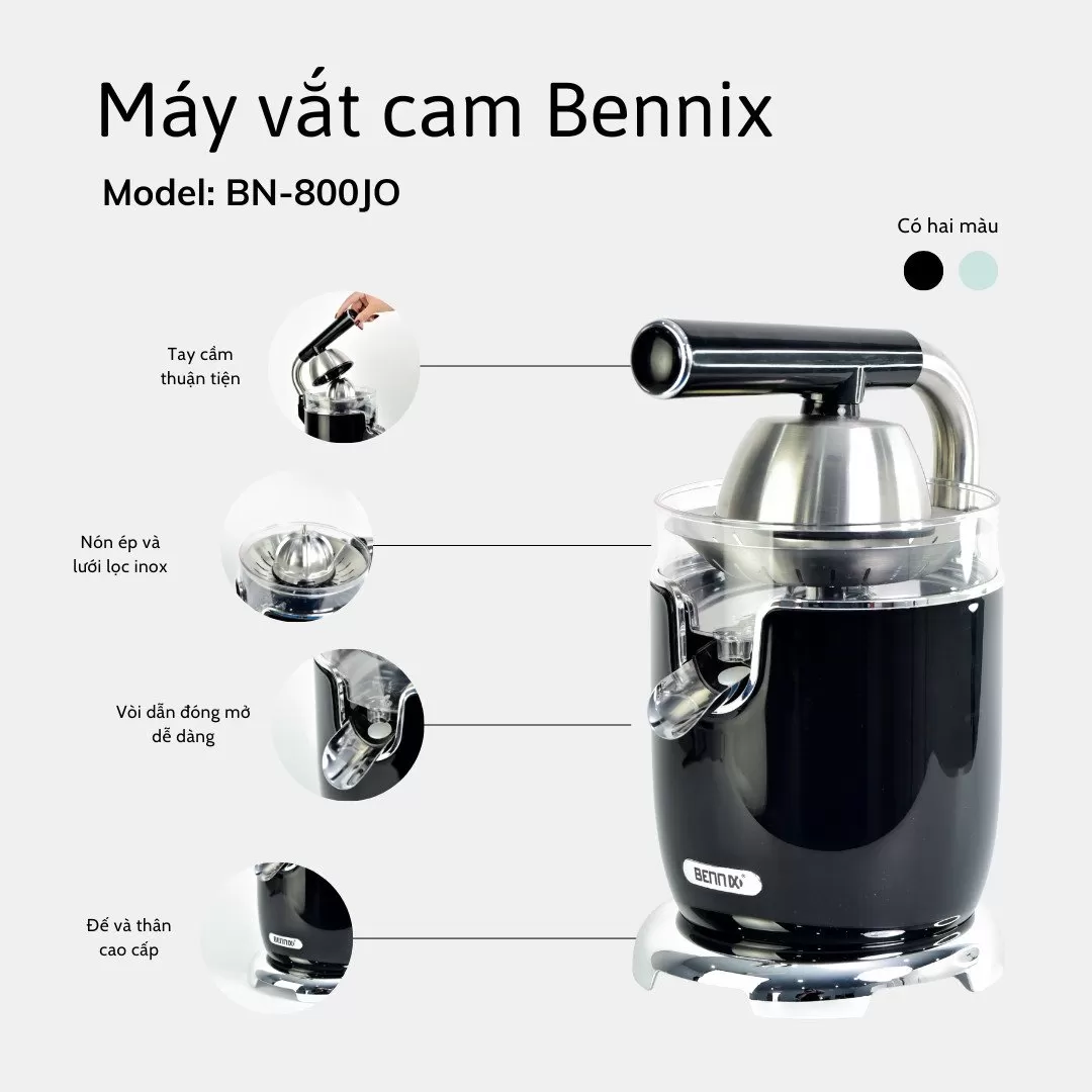 Máy Vắt Cam Có Tay Cầm, Lưới Lọc Inox BENNIX BN-800JO