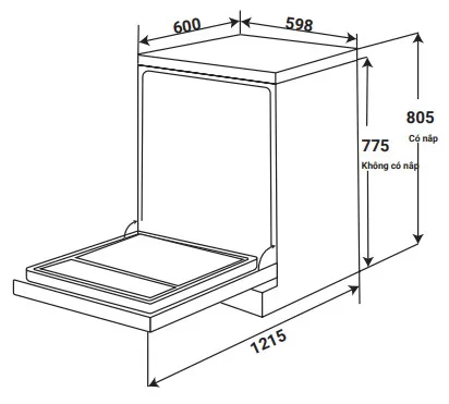 MÁY RỬA BÁT KAFF KF-BHMI775Y  (Sức chứa 17 bộ đồ ăn Châu Âu)