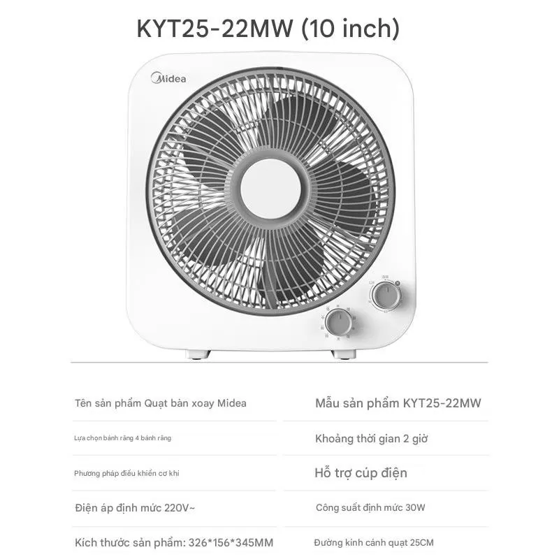 Quạt hộp tản gió Midea KYT25-22MW công suất 30W cánh 10 inch, bảo hành 12 tháng