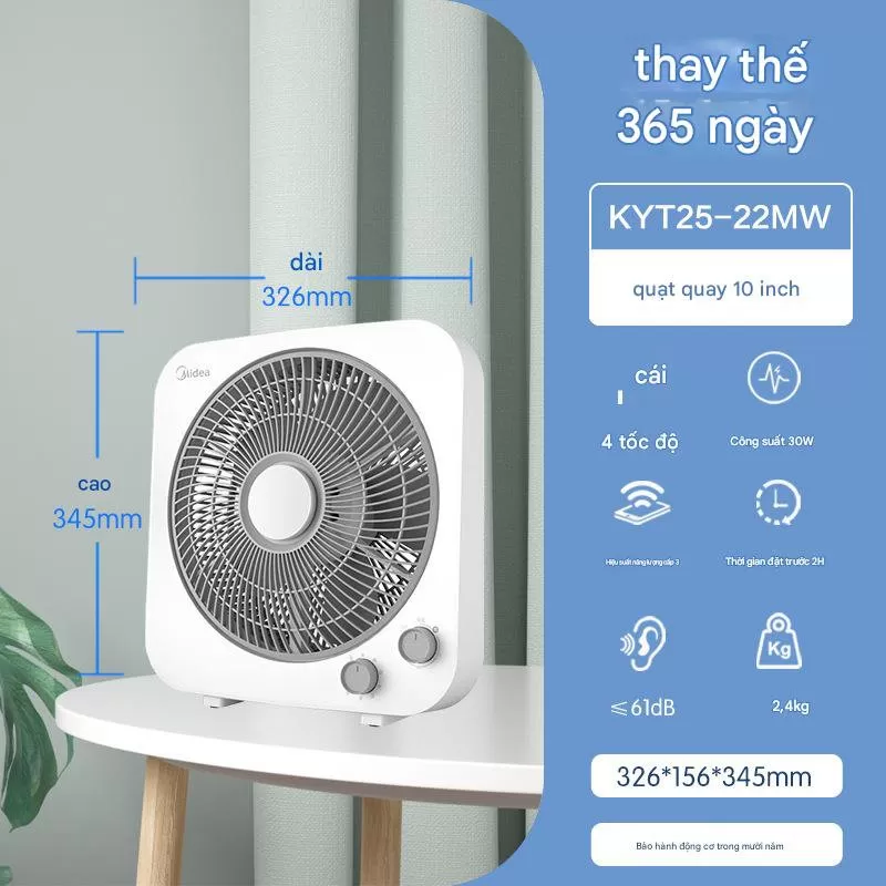 Quạt hộp tản gió Midea KYT25-22MW công suất 30W cánh 10 inch, bảo hành 12 tháng
