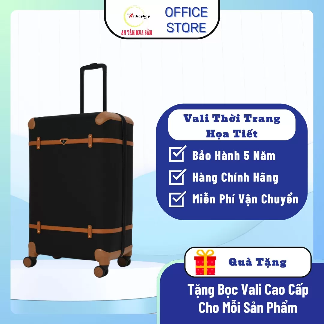 Vali Thời Trang Anni Logo Họa Tiết Màu Đen Cam