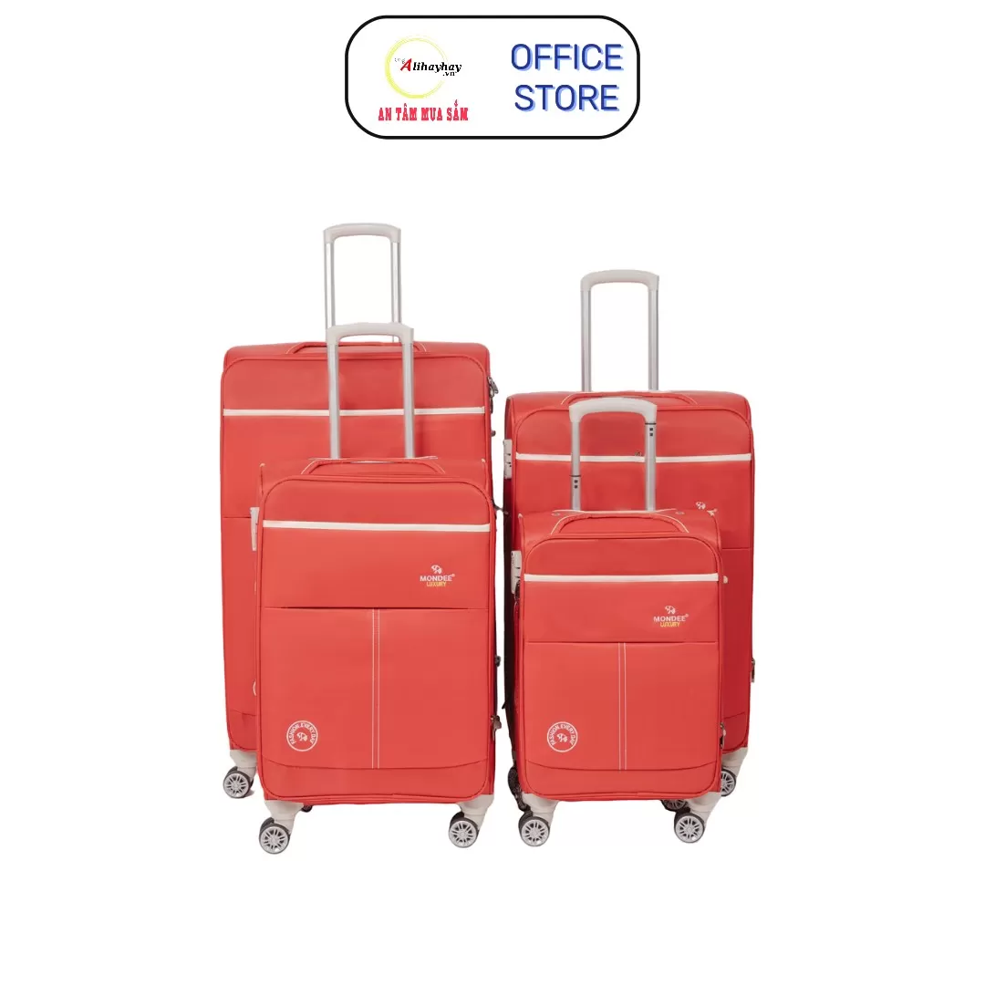 Vali vải kéo thời trang Luxury MONDEE màu xanh gồm có 4 size (20-24-28-32) phù hợp với từng nhu cầu du lịch khác nhau