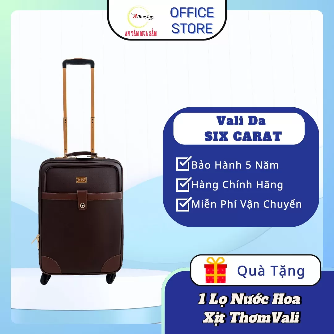 Vali Da Cao Cấp Six Carat màu nâu
