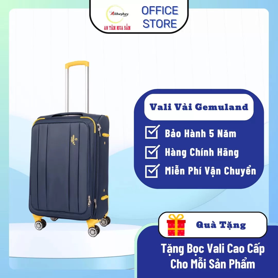 Vali vải  GENMULAN Luxury mầu xanh Navi ( FREE SHIP toàn quốc)