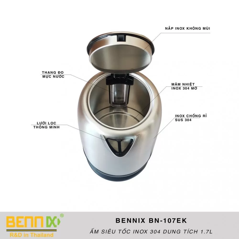 Ấm siêu tốc Bennix BN-107EK Dung tích 1.7L