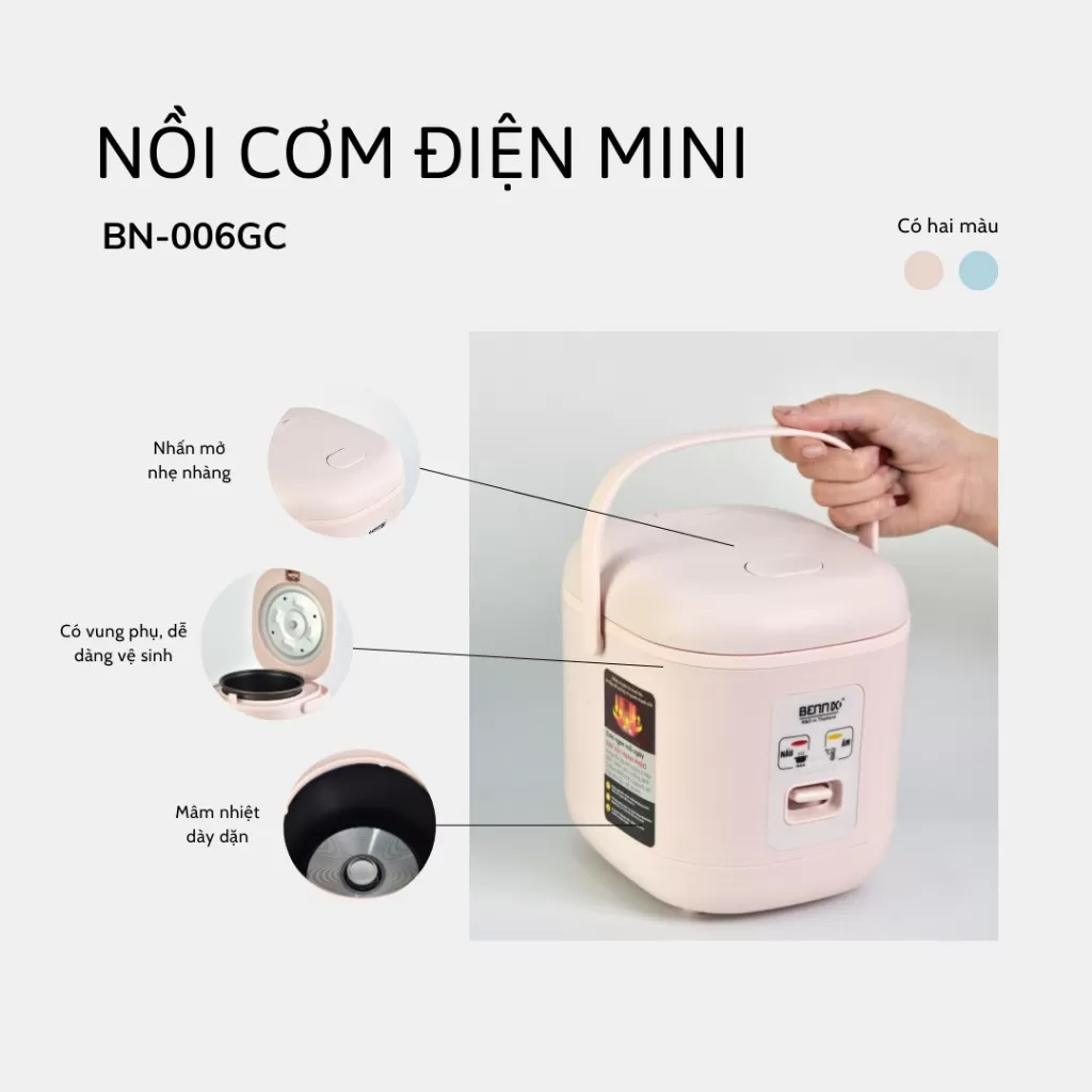 Nồi cơm điện Bennix BN-006GC,dung tích 0,6 Lít