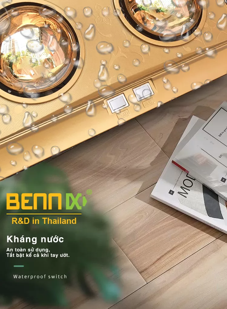 Đèn sưởi nhà tắm Bennix 2 bóng BN-02BG Plus