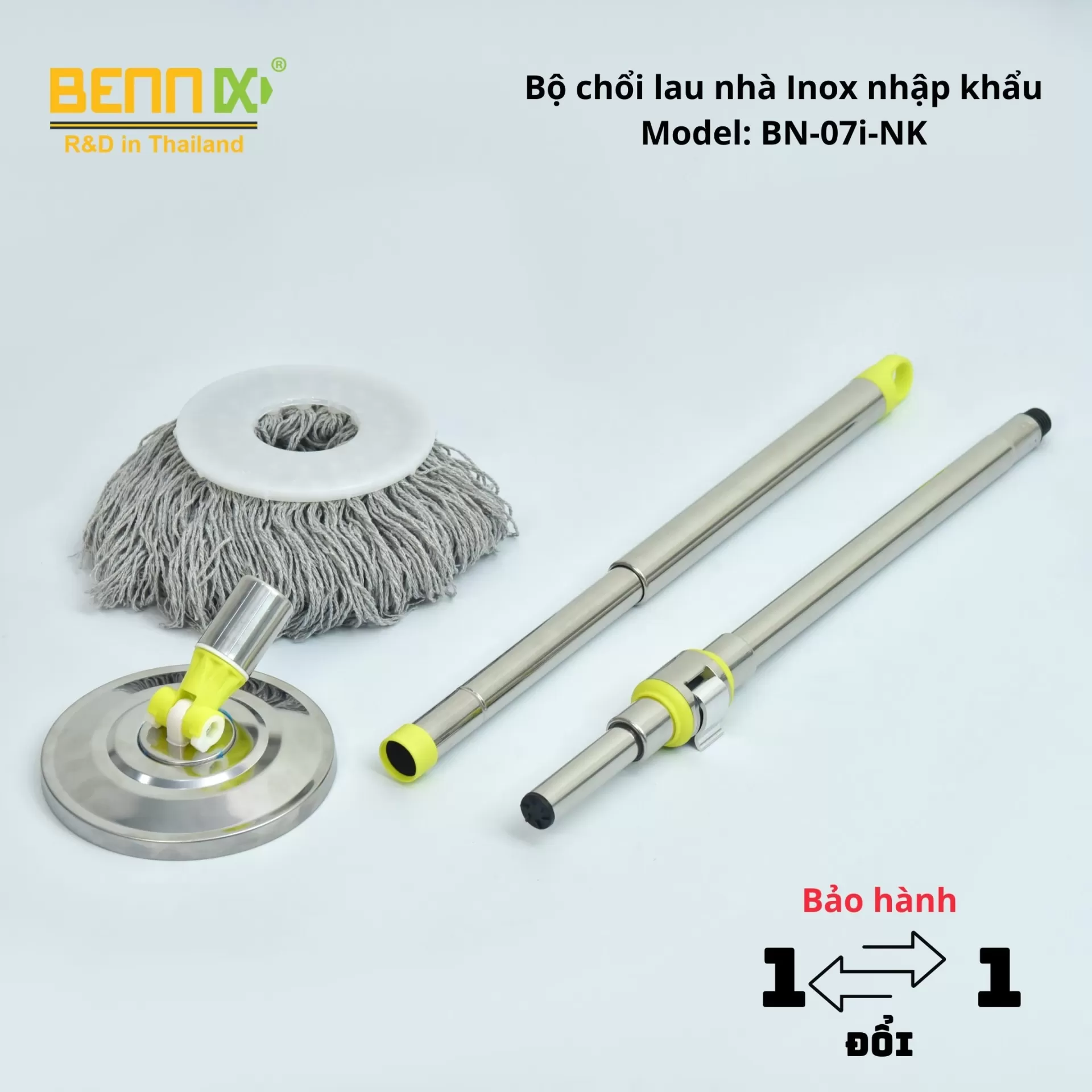 Cây lau nhà Inox nhập khẩu cao cấp Bennix BN-07I-NK