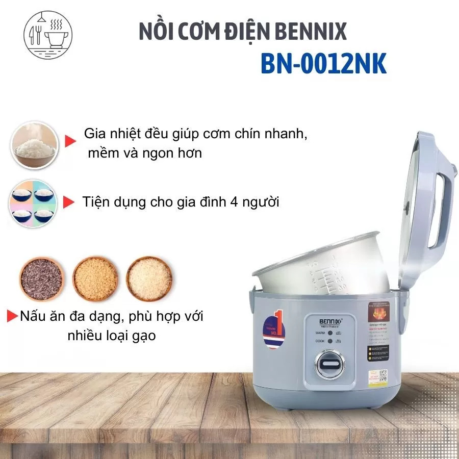 Nồi cơm điện Mini Bennix BN - 12NK ,dung tích 1,2L