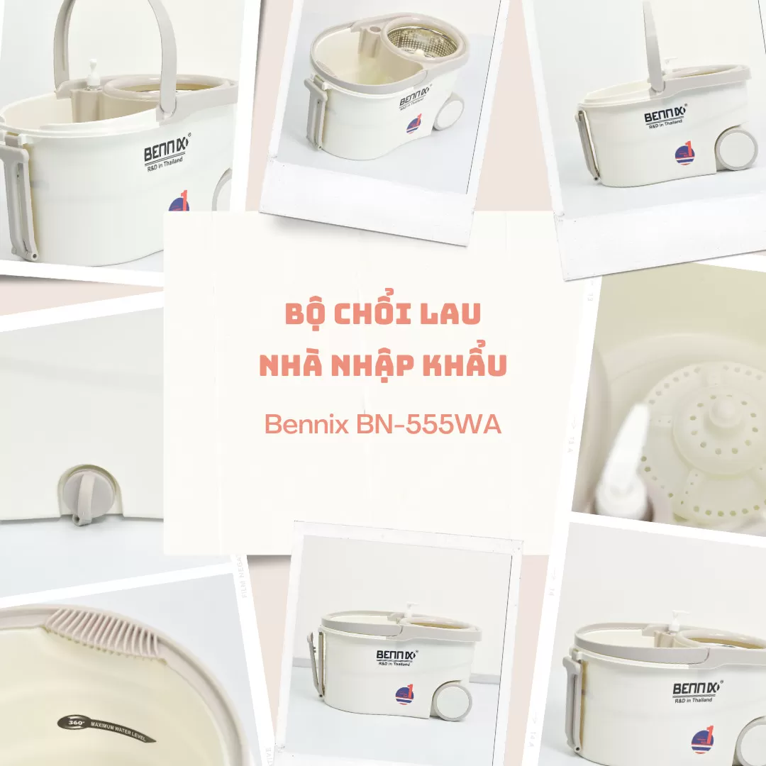 Bộ chổi lau nhập khẩu Bennix BN-555WA 360 độ tự vắt thông minh