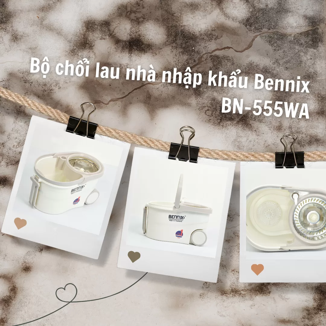 Bộ chổi lau nhập khẩu Bennix BN-555WA 360 độ tự vắt thông minh