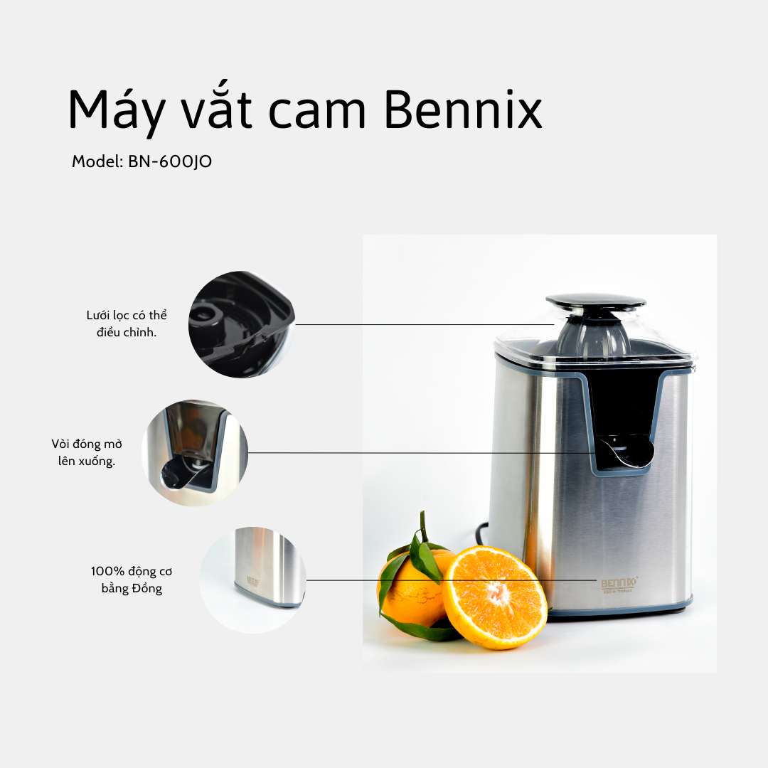 Máy vắt cam Bennix BN-600JO, công suất 600W