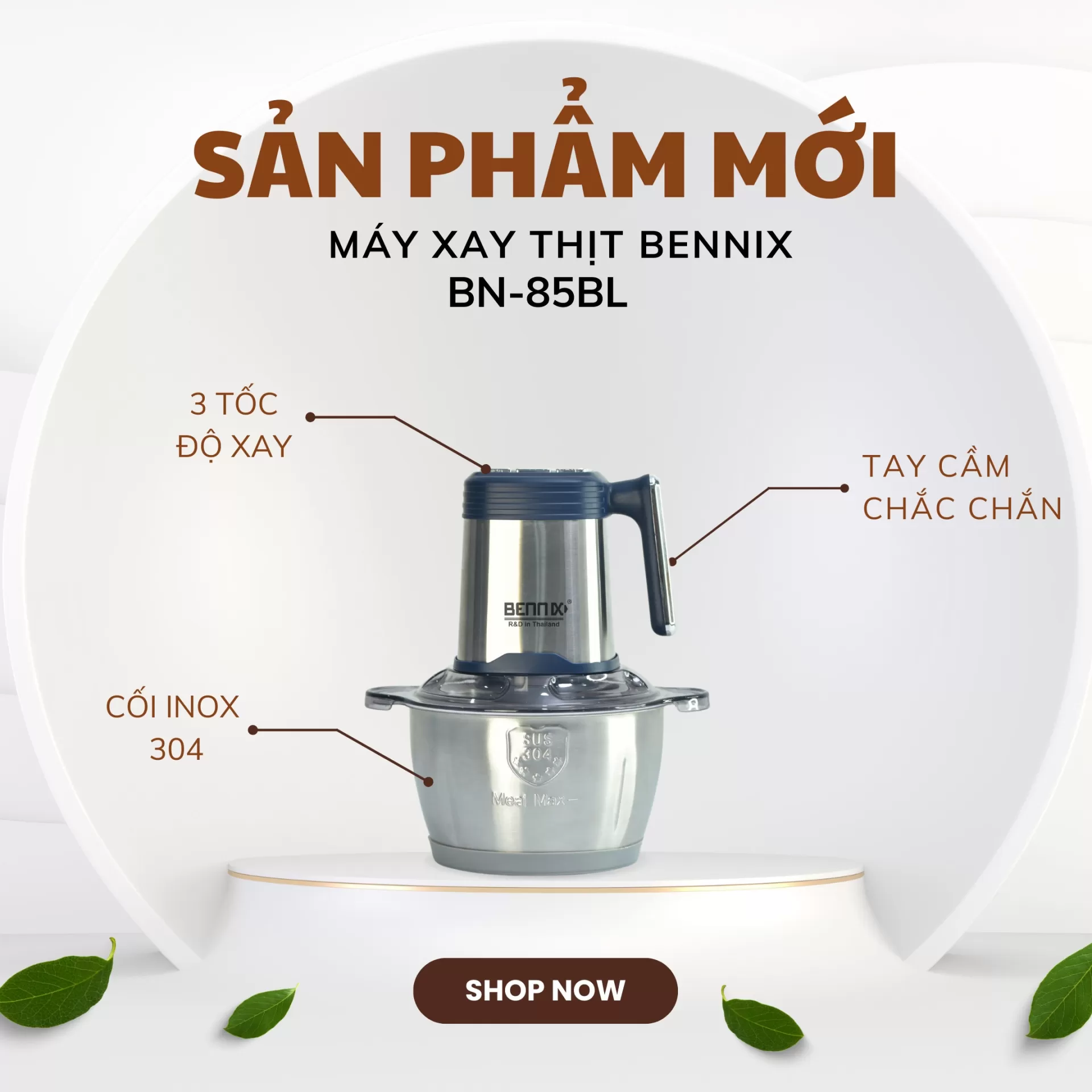 Máy xay thịt Bennix BN-85BL Cối Inox 304