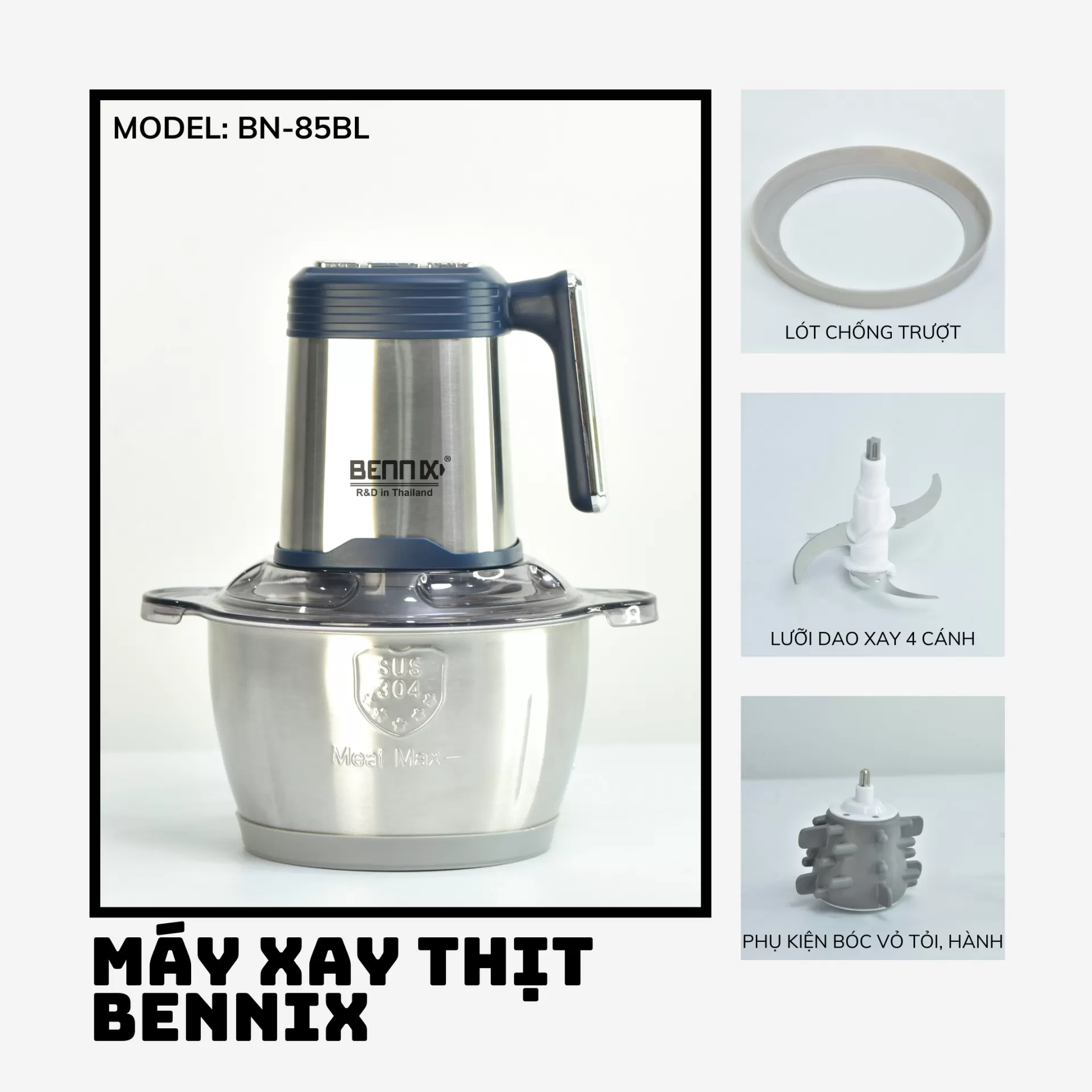 Máy xay thịt Bennix BN-85BL Cối Inox 304