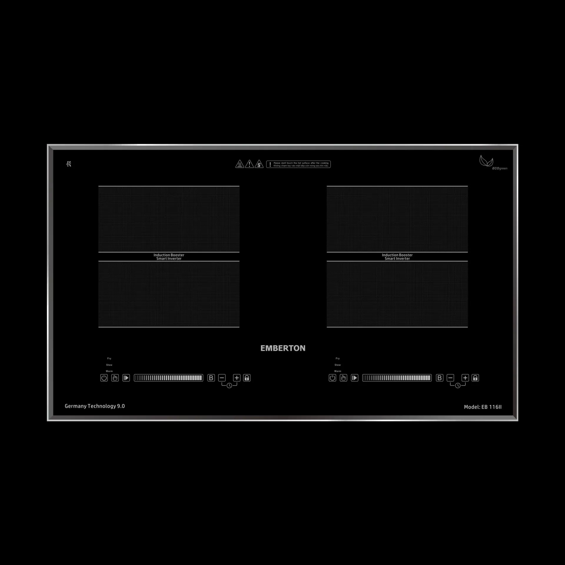 Bếp từ đôi Emberton - Vát 4 cạnh nẹp nhôm cao cấp - EB – 116II