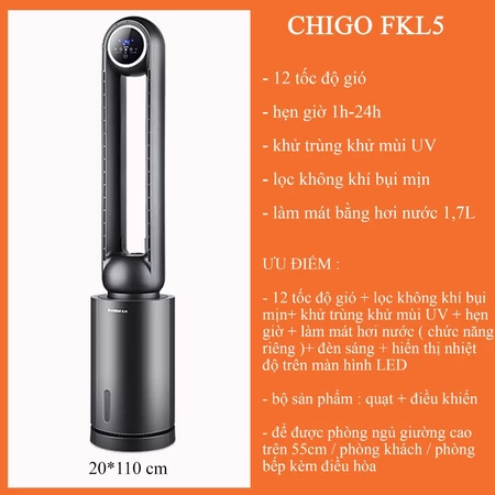 Quạt Không Cánh Lọc Không Khí Bụi Mịn 5IN1 CHIGO FKL