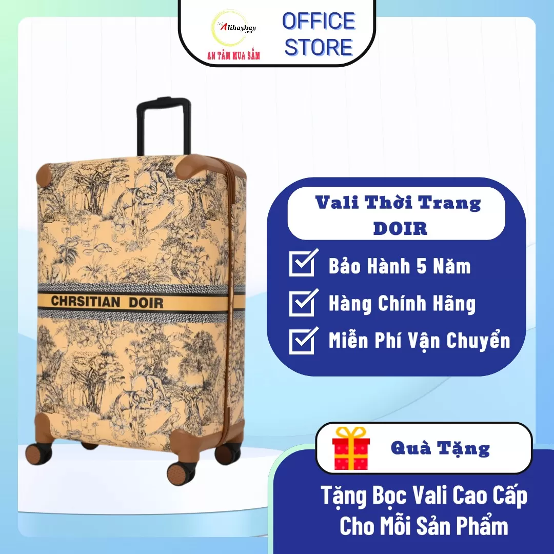 Vali Thời Trang Luxury Logo Họa Tiết Doir Màu Vàng( FREE SHIP toàn quốc)